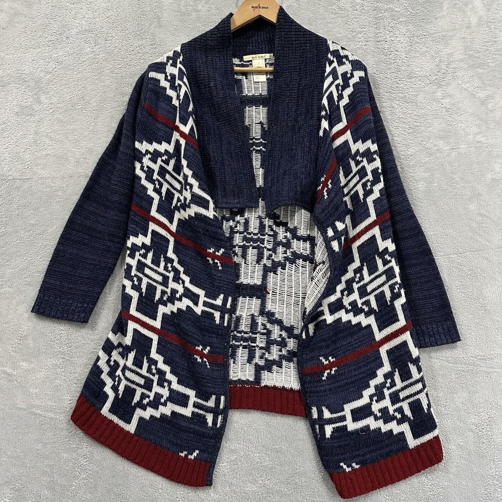 Mi Ami Open Front Cardigan Sweater Long Sleeve Women Small Blue SoutWest USA